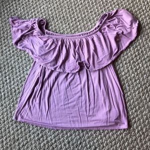AE soft and sexy lavender off shoulder shirt